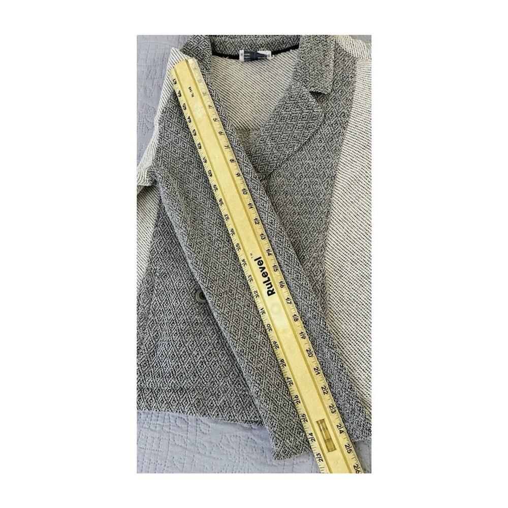 Anthropologie Saturday Sunday Sz L Knit Blk Gray Color Block Pkts Dbl Brstd Jckt - Picture 8 of 8